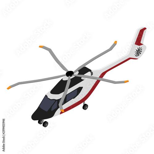 Luxury realistic helicopter isolated on white background isometric view