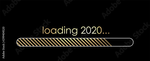 Loading 2020 New Year banner with golden progress indicator.