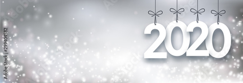 Grey shiny 2020 New Year banner.