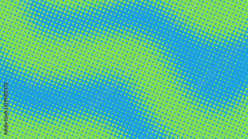 Modern blue and green pop art background with halftone dots desing in comic style, vector illustration eps10