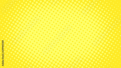 Yellow pop art retro background with halftone dots in comic style, vector illustration eps10
