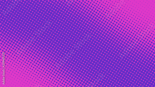 Purple and magenta pop art background in retro comic style with halftone dots design, vector illustration eps10
