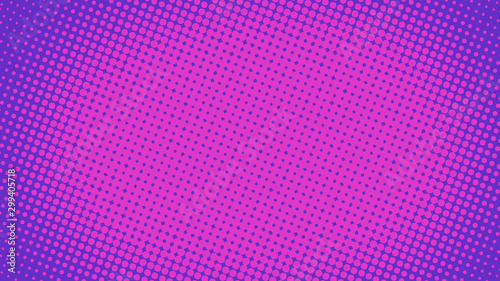 Bright magenta and violet pop art background in retro comic style with halftone dotted design, vector illustration eps10