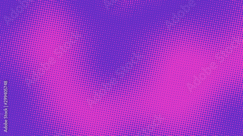 Purple and magenta pop art retro background with halftone dots in comic style, vector illustration eps10