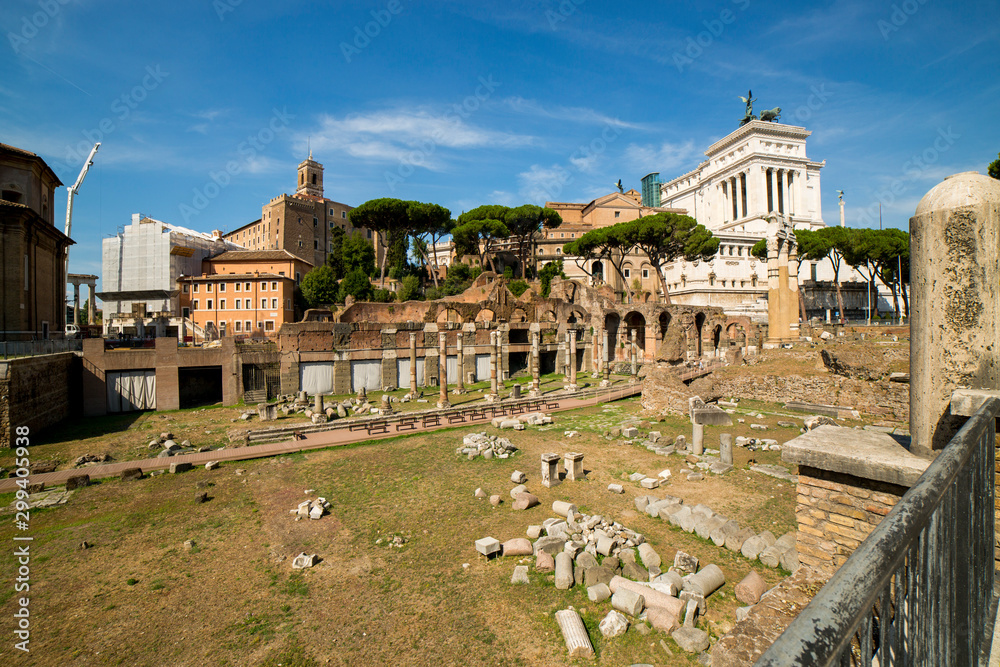 View of the ancient structures of the Roman Forum