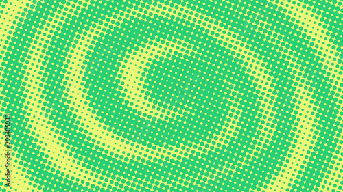 Bright green and yellow pop art background in retro comic style with halftone dotted design, vector illustration eps10