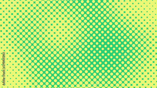 Yellow and green pop art retro background with halftone dots in comic style, vector illustration eps10