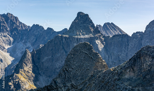 Rough rocky mountain landscape in the High Tatras in Slovakia.