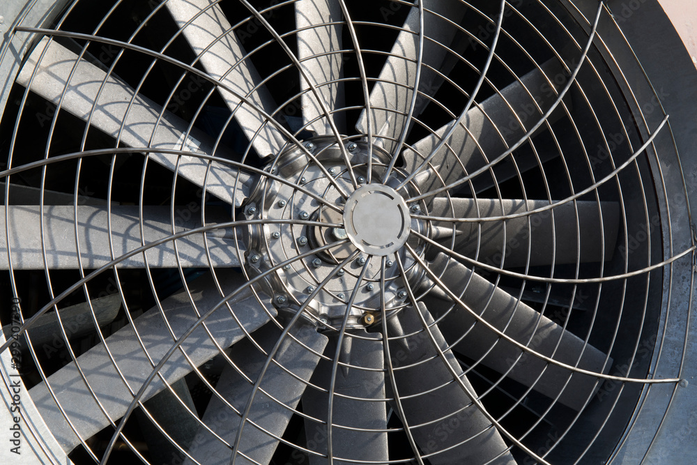 Huge industrial cooling fan, big cooler element close up Stock Photo |  Adobe Stock