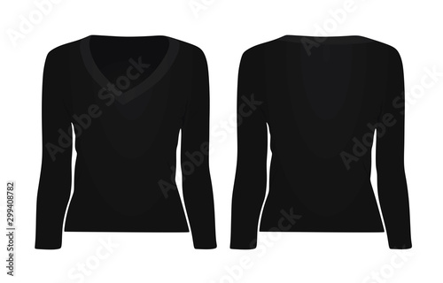 Black long sleeve top. vector illustration