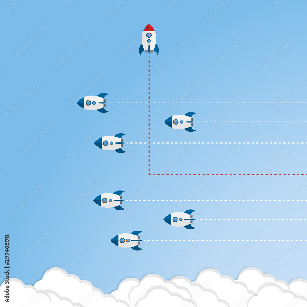 Think differently - Being different, taking risky, move for success in life -The graphic of rocket also represents the concept of courage, enterprise, confidence, belief, fearless, daring, Think differently - Being different, taking risky, move for success in life -The graphic of rocket also represents the concept of courage, enterprise, confidence, belief, fearless, daring,