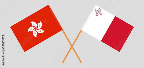 Hong Kong and Malta. Hongkong and Maltese flags