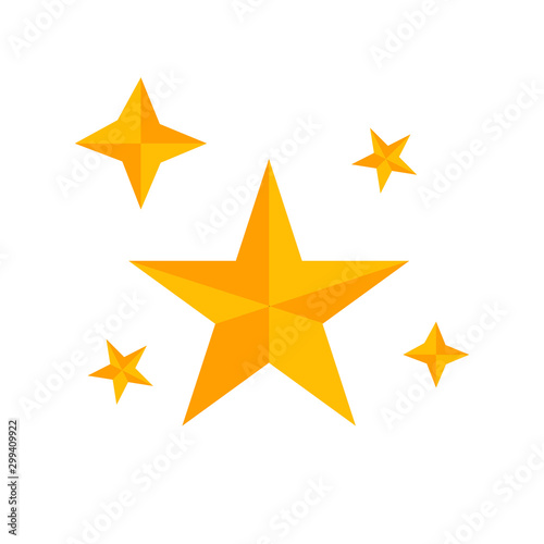 Shining gold stars symbol. Isolated vector illustration.