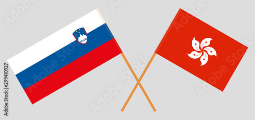 Hong Kong and Slovenia. Hongkong and Slovenian flags