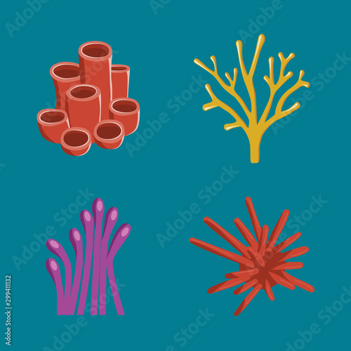 vector collection - four underwater corals