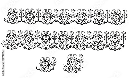 3Dillustration. technical drawing. embroidery artwork. vector line graphic. floral. flower. design. decoration. motifs. fashion