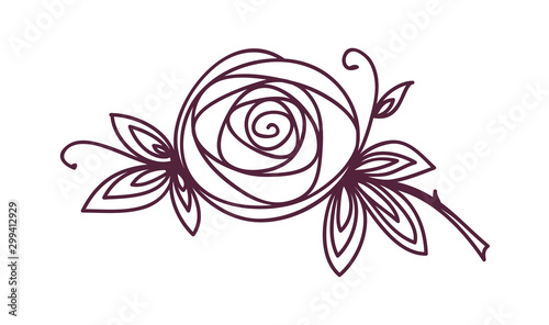 Rose. Stylized flower symbol. Outline hand drawing icon