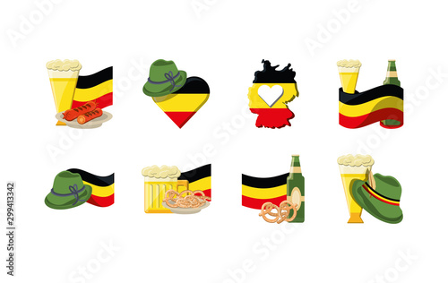 Variety germany icon set pack vector design