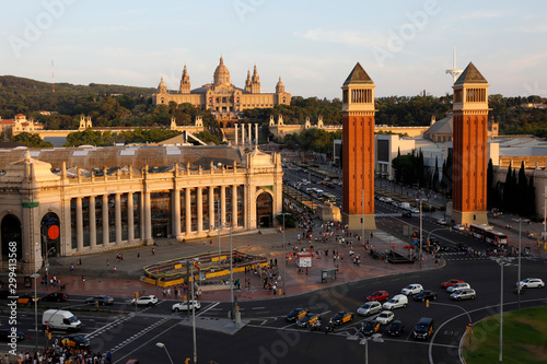 Views on Barcelona streets in summer time from top, Spain