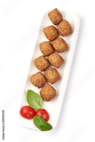 Chicken meatballs, isolated on white background