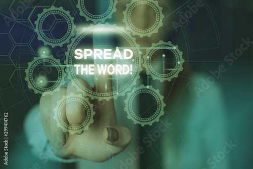 Word writing text Spread The Word. Business photo showcasing share the information or news using social media Picture photo system network scheme modern technology smart device