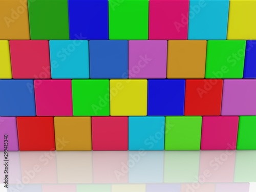 Colored toy cube wall