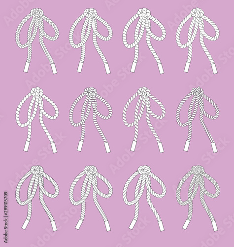 Bow string braid cord rope sketch vector flat fashion