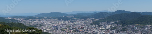 Panorama of the Nagasaki city from a mountain Inasa observation platform, Kyushu, Japan.