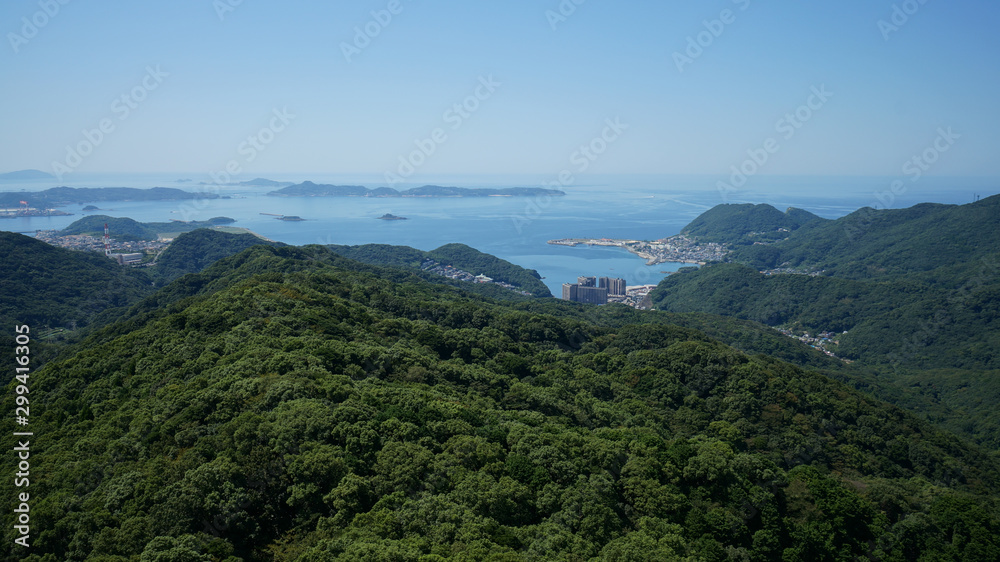 Panoramic aerial views of Nagasaki city from the mount Inasa observation platform, Kyushu, Japan.