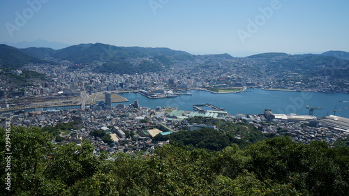 Panoramic aerial views of Nagasaki city from the mount Inasa observation platform, Kyushu, Japan.
