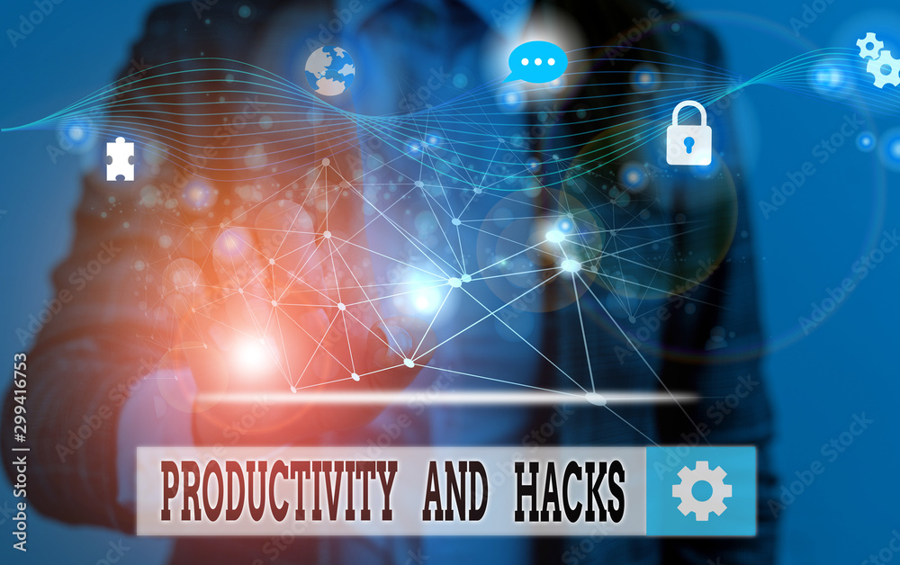 Word writing text Productivity Hacks. Business photo showcasing tricks that you get more done in the same amount of time Picture photo system network scheme modern technology smart device Word writing text Productivity Hacks. Business photo showcasing tricks that you get more done in the same amount of time Picture photo system network scheme modern technology smart device