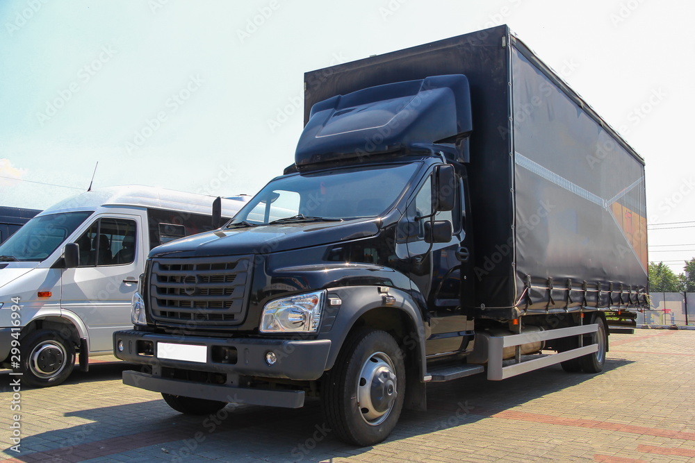 cargo truck with awning for cargo transportation