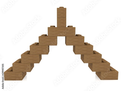 Abstract wooden brick pyramid