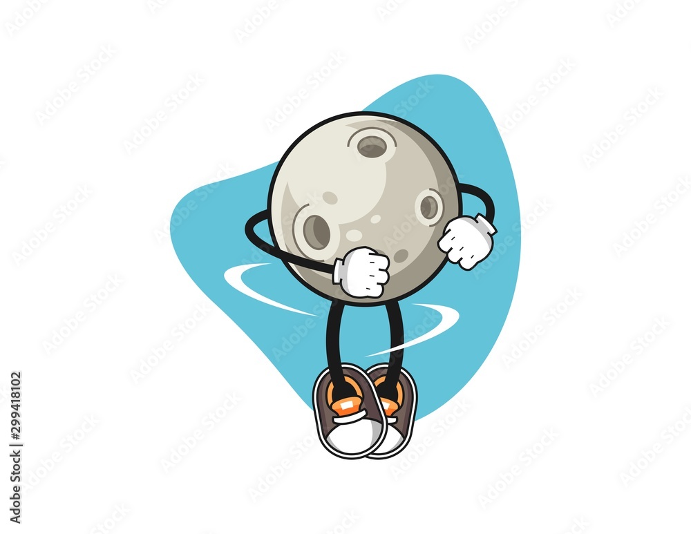 Moon spinning cartoon. Mascot Character vector. Moon spinning cartoon. Mascot Character vector.