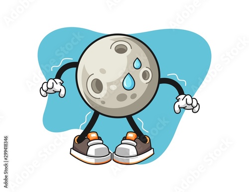 Moon scare cartoon. Mascot Character vector.