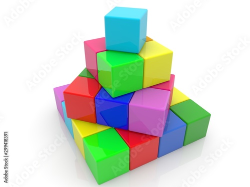 Abstract colorful toy cubes pyramid