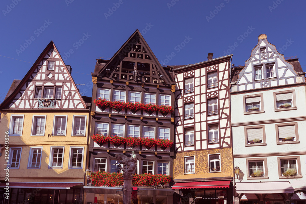 Old Timbered houses in the picturesque village of Cochem, Rhineland-Palatinate, Germany, Europe