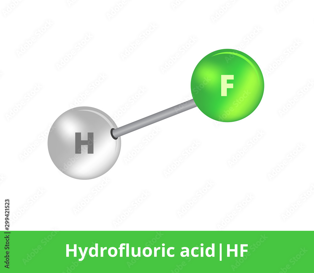 Stockvector Vector ball-and-stick icon of hydrofluoric acid or hydrogen ...