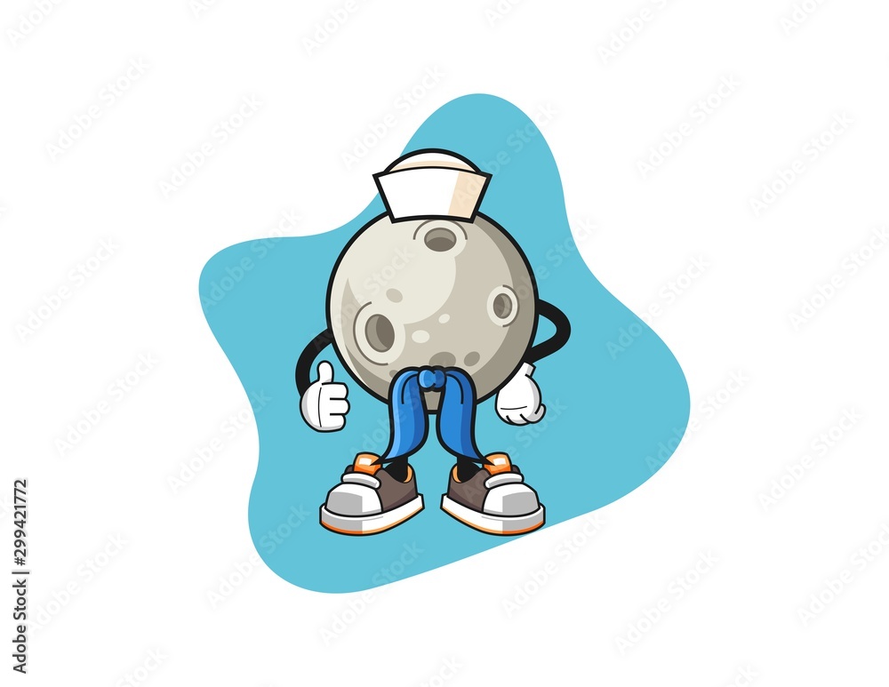 Fototapeta premium Moon sailor man cartoon. Mascot Character vector.