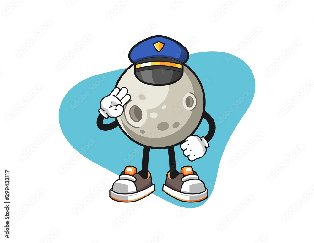 Fototapeta premium Moon police officer cartoon. Mascot Character vector.