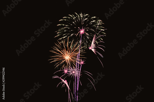 Abstract colored firework background with free space for text