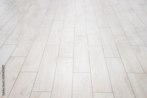 Wooden Floor texture. White tiles floor background.