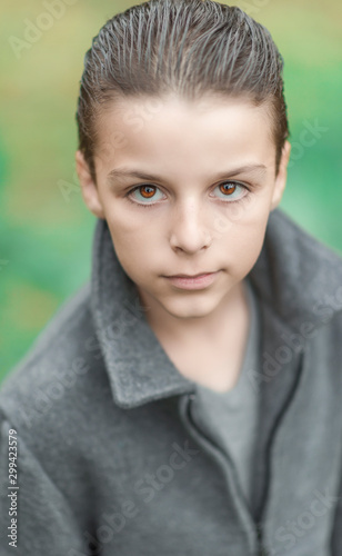 portrait of boys with different facial expressions  outdoor photography