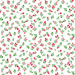 Fototapete Kleine Blumenmuster Buntes botanisches Blütenmuster handgezeichnet  © lovepattern