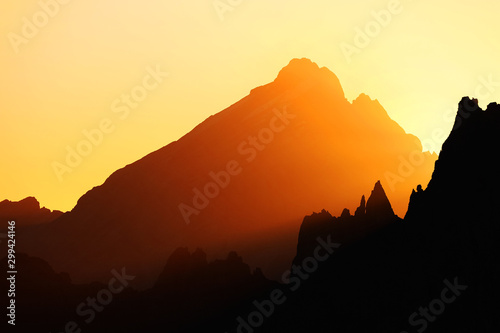 Sunrise light in the Dolomites, Italy, Europe