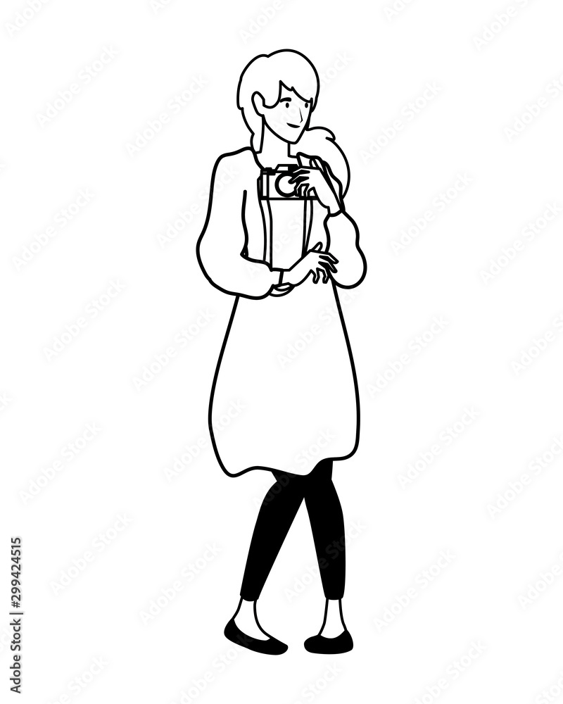 Woman taking picture vector design