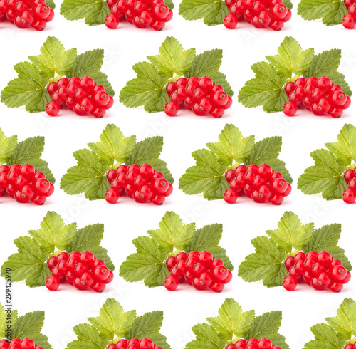 Red currants isolated over white background cutout.Creative layout  fruit seamless pattern..