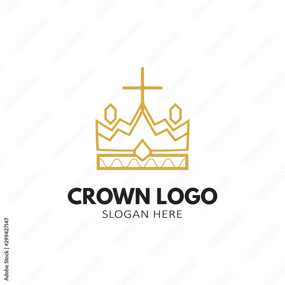 Golden Crown Logo Abstract Design