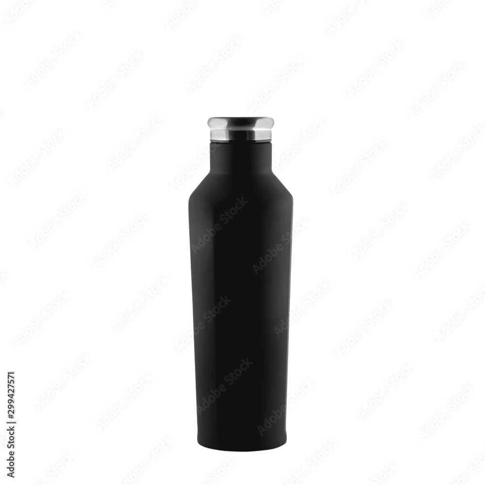 Black matte thermos isolated on white background