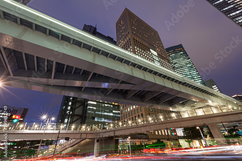 Modern architecture. Elevated Highways and skyscrapers in Tokyo.